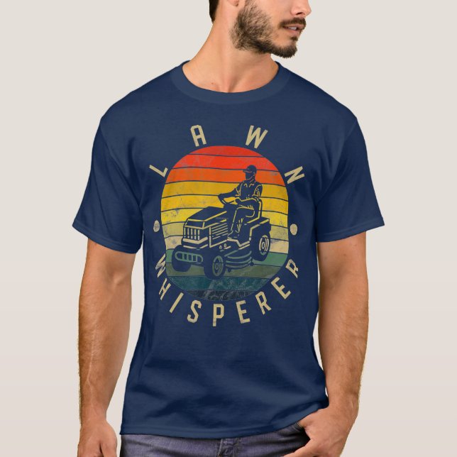 Funny Lawn Mower Whisperer Cool Retro Yard Work T-Shirt (Front)