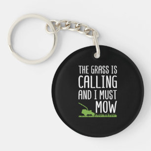 Funny Lawn Mowing - The Grass Is Calling Key Ring