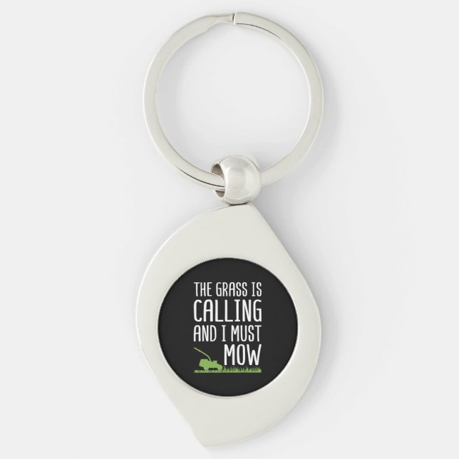Funny Lawn Mowing - The Grass Is Calling  Key Ring (Front)