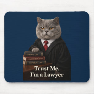 Funny Lawyer Cat Mousepad - Trust Me I'm a Lawyer