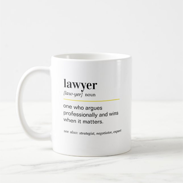 Funny Lawyer Definition Gift Coffee Mug (Left)