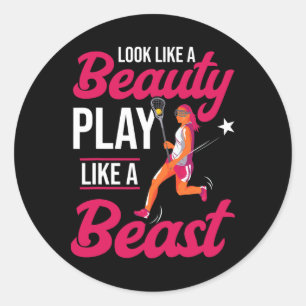 Funny Lax Player Girl Lacrosse  Classic Round Sticker