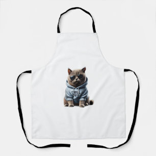 Funny Lazy British Shorthair Cat Chillin Relaxing  Apron