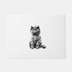 Funny Lazy British Shorthair Cat Chillin Relaxing Doormat
