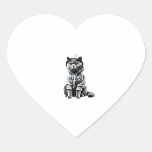 Funny Lazy British Shorthair Cat Chillin Relaxing Heart Sticker