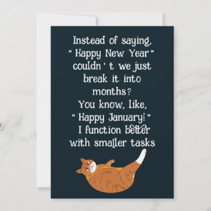 Funny lazy cat wishes  holiday card