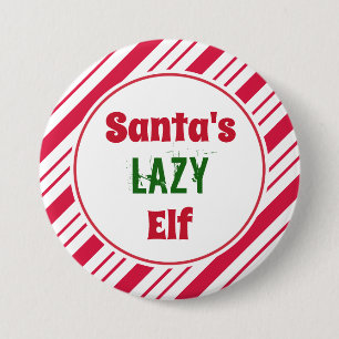 Funny Lazy Christmas Elf Button Pin