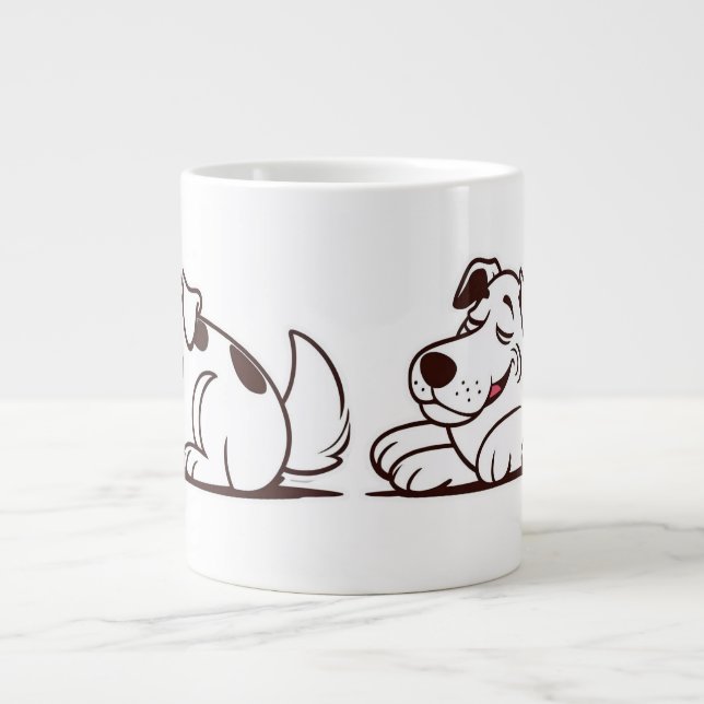 Funny Lazy Dog Design Large Coffee Mug (Front)