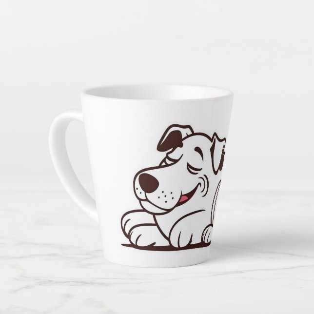 Funny Lazy Dog Design Latte Mug (Left Angle)
