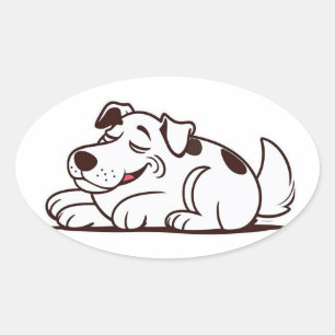 Funny Lazy Dog Design Oval Sticker
