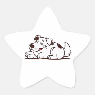 Funny Lazy Dog Design Star Sticker