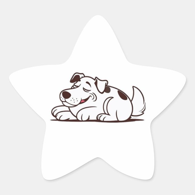 Funny Lazy Dog Design Star Sticker (Front)