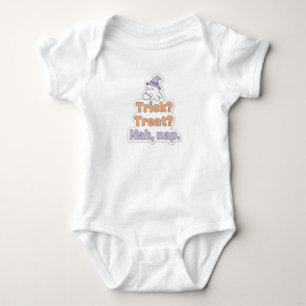Funny Lazy Halloween Quote Trick Treat Nap Desig Baby Bodysuit