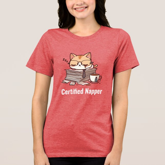  Funny Lazy Office Cat Tri-Blend Shirt (Front)
