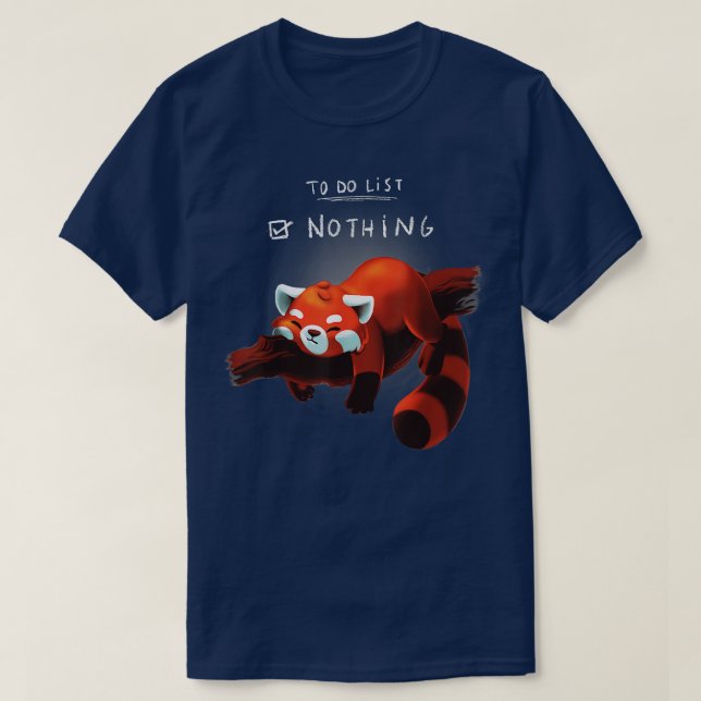 Funny Lazy Red Panda To do list T-Shirt (Design Front)