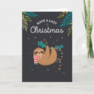 Funny Lazy Sloth Christmas Card