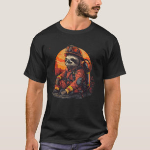 Funny Lazy Sloth Firefighter T-Shirt