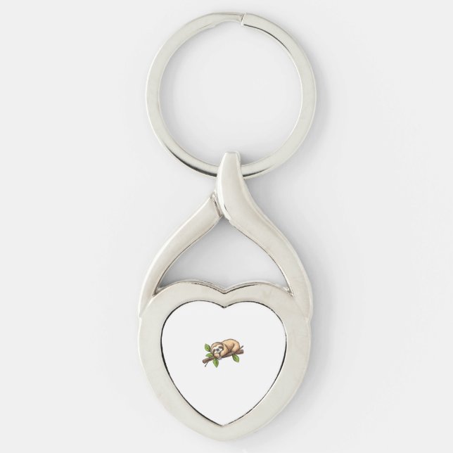 Funny Lazy Sloth T-Shirt Key Ring (Front)