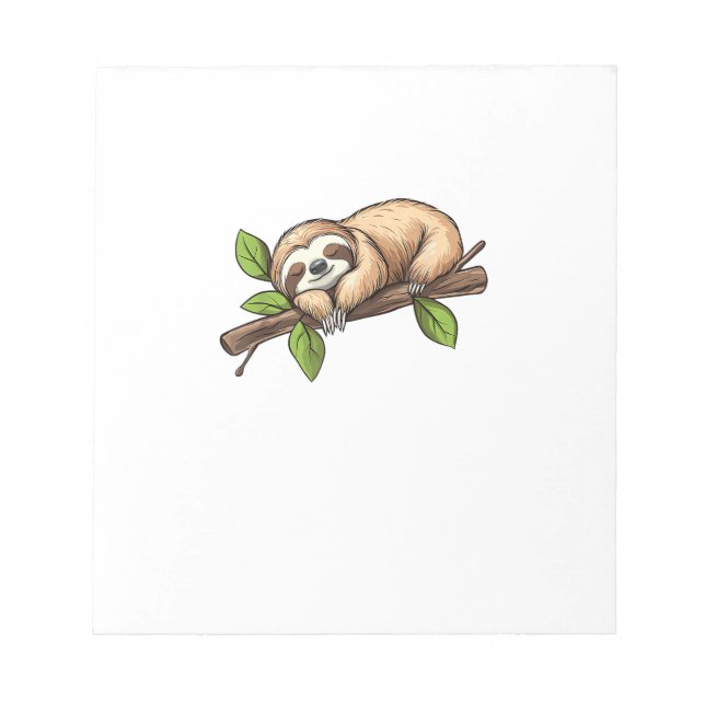 Funny Lazy Sloth T-Shirt Notepad (Front)