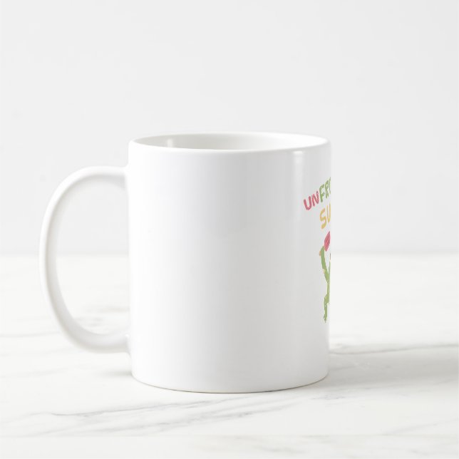 Funny Leaping Frog Unfrogettable Summer Pun Coffee Mug (Left)