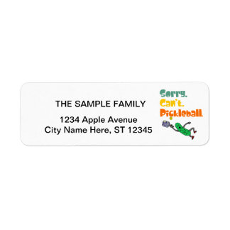 Funny Leaping Pickle Sorry Can't Pickleball Return Address Label