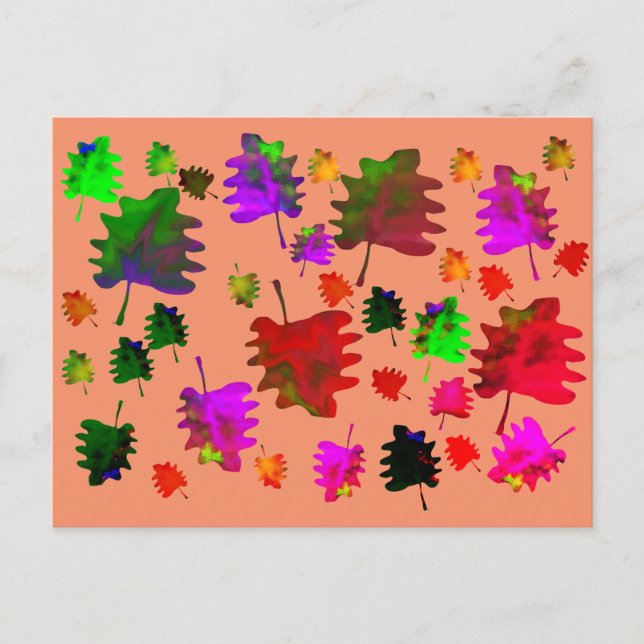 Funny leaves watercolor postcard (Front)