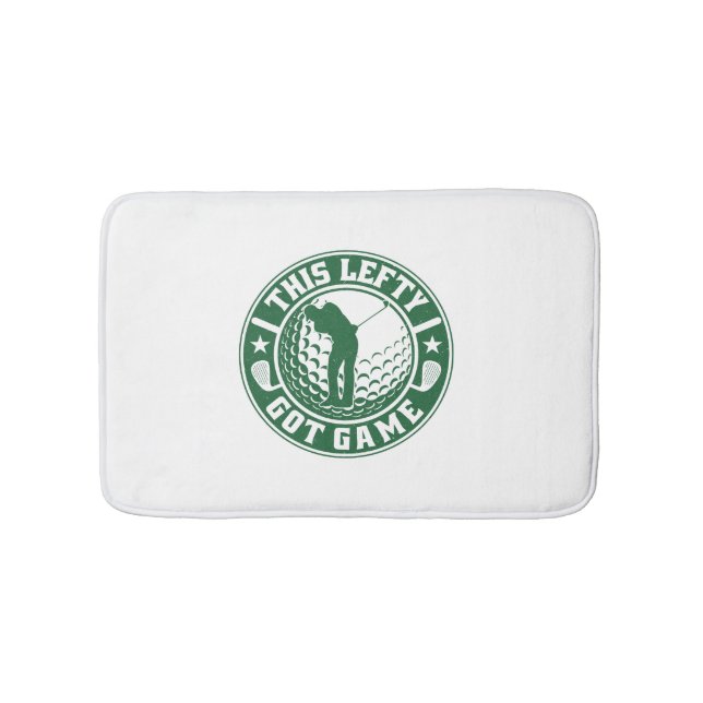 Funny Left Handed Golf Player Bath Mat (Front)