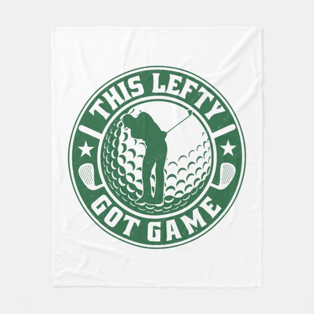 Funny Left Handed Golf Player Fleece Blanket (Front)