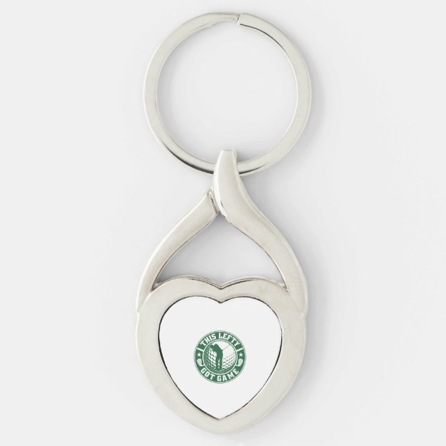 Funny Left Handed Golf Player Key Ring (Front)