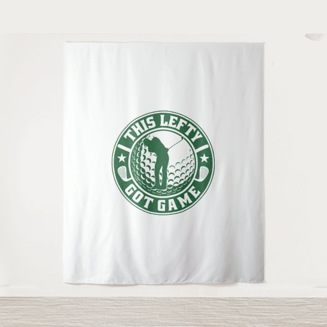 Funny Left Handed Golf Player Tapestry (Front)