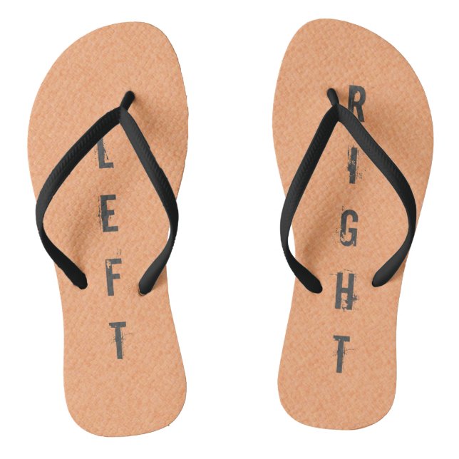 Funny LEFT RIGHT Peach Thongs (Footbed)