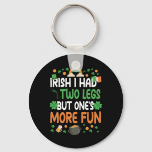 Funny Leg Amputee Survivor St. Patricks Day Costum Key Ring