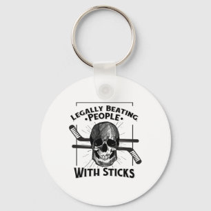 Funny Legally Beating People With Sticks Skull Rol Key Ring