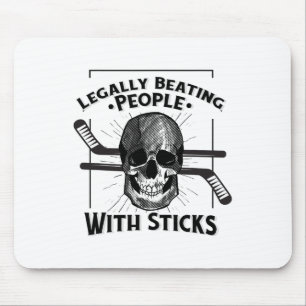 Funny Legally Beating People With Sticks Skull Rol Mouse Pad