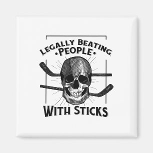 Funny Legally Beating People With Sticks Skull Str Magnet