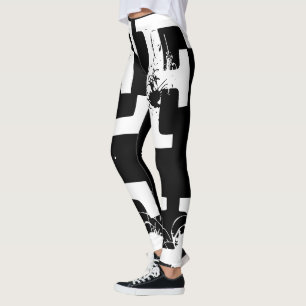 Funny Leggings Alphabet Letter Black White Legging