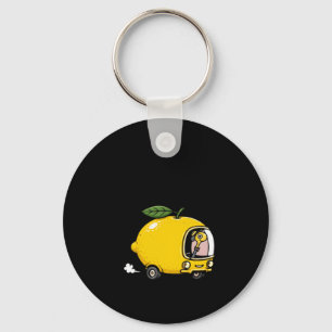 Funny Lemon Car Flamingo 1 Key Ring