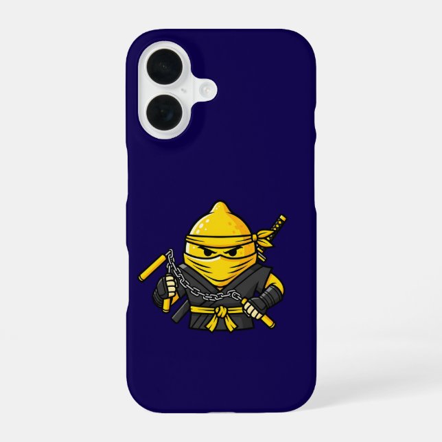 Funny Lemon Shinobi Ninja Nunchucks Illustration iPhone 16 Case (Back)