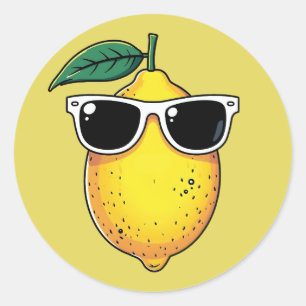 Funny Lemon Sunglasses Classic Round Sticker