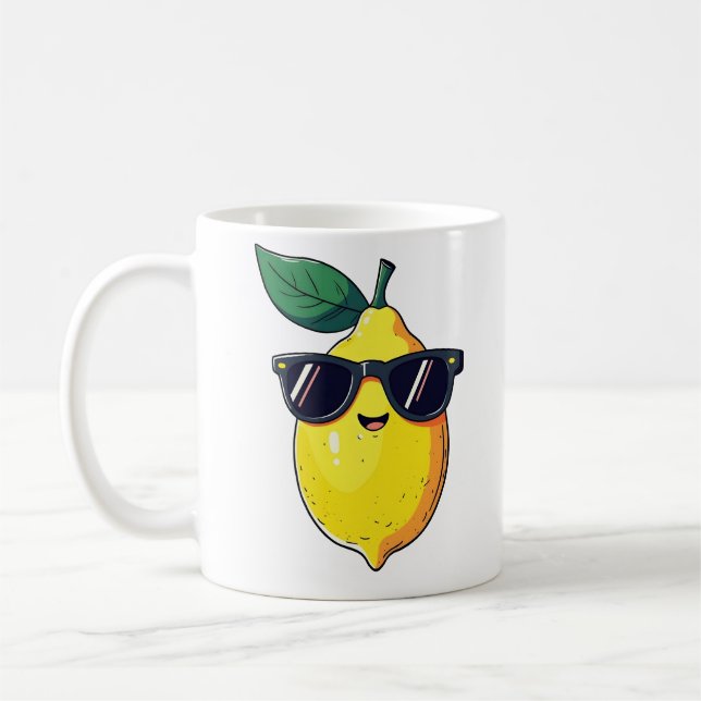 Funny Lemon Sunglasses Coffee Mug (Left)