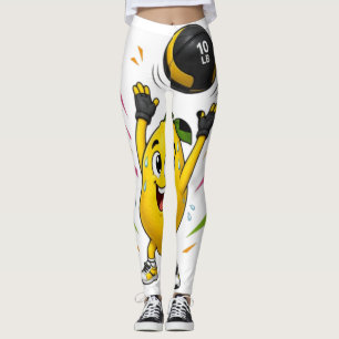 Funny Lemon Weightlifting Cartoon Gym Workout Leggings
