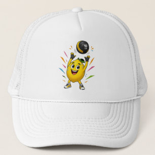 Funny Lemon Weightlifting Cartoon Gym Workout Trucker Hat