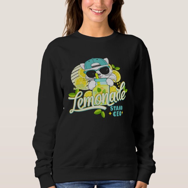 Funny Lemonade Stand CEO Cute Cat Lemon Juice Busi Sweatshirt (Front)