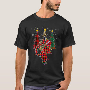 Funny Lemur Christmas Tree Lights Xmas Plaid Santa T-Shirt
