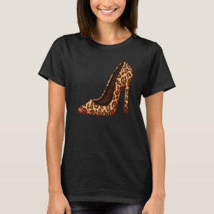 Funny Leopard Animal Print High Heels Women Stile T-Shirt