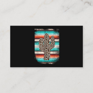 Funny Leopard Cactus Serape Cactus print Turquoise Business Card