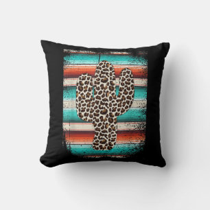 Funny Leopard Cactus Serape Cactus print Turquoise Cushion