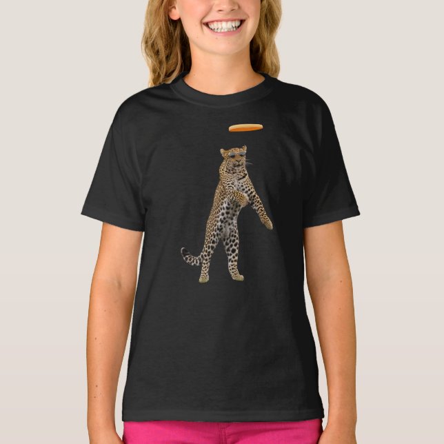 Funny Leopard Disc Golf Kids' T-Shirt (Front)