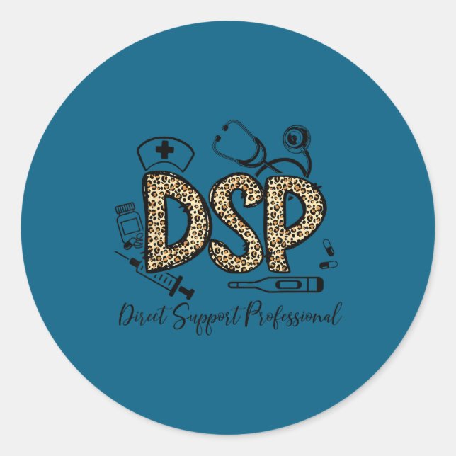 Funny leopard dsp direct support professional week classic round sticker (Front)