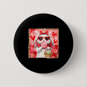 Funny leopard easter bunny glasses happy easter 6 cm round badge